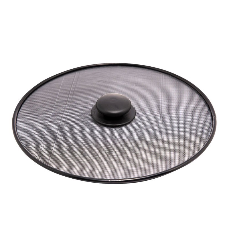 Tampa Para Fritura Tela De Metal Pegador De Plástico Preto 19cm