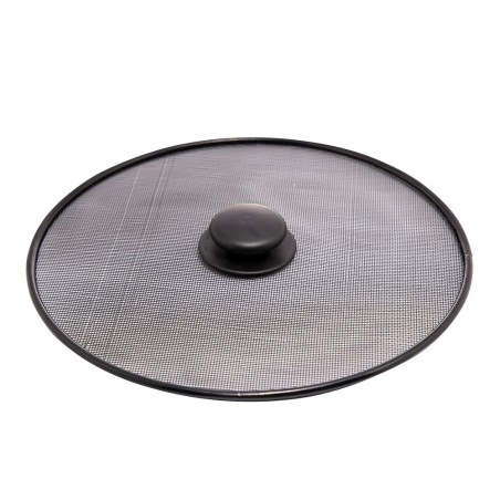 Tampa Para Fritura Tela De Metal Pegador De Plástico Preto 19cm