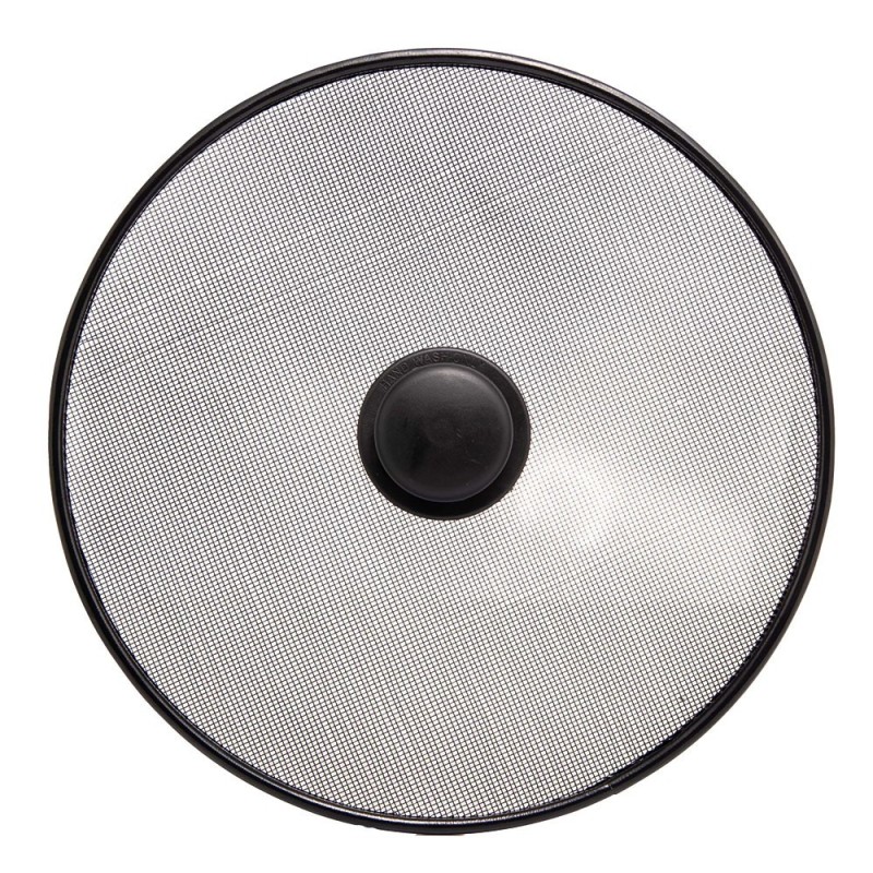 Tampa Para Fritura Tela De Metal Pegador De Plástico Preto 19cm