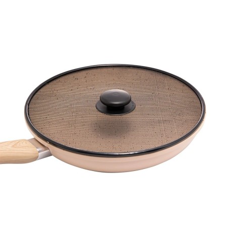 Tampa Para Fritura Tela De Metal Pegador De Plástico Preto 19cm