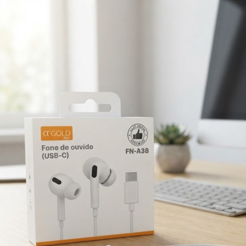 Fone De Ouvido Com Fio USB C Intra-Auricular Premium
