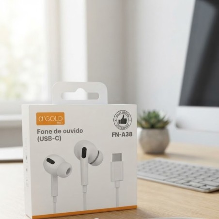 Fone De Ouvido Com Fio USB C Intra-Auricular Premium