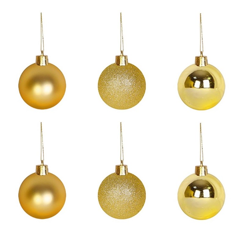 Kit 06 Bolas De Natal Douradas 5 Cm Lisa Fosca E Glitter