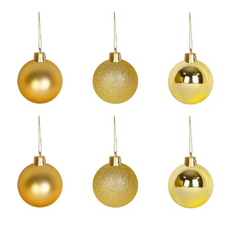 Kit 06 Bolas De Natal Douradas 5 Cm Lisa Fosca E Glitter