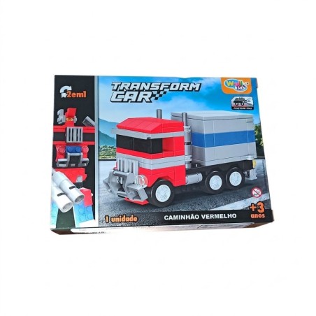 Brinquedo Blocos De Montar Veículos Transform Car 2 em 1 Mega Robo 122 Peças