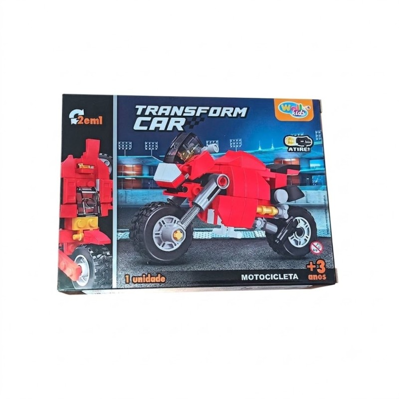 Brinquedo Blocos De Montar Veículos Transform Car 2 em 1 Mega Robo 122 Peças