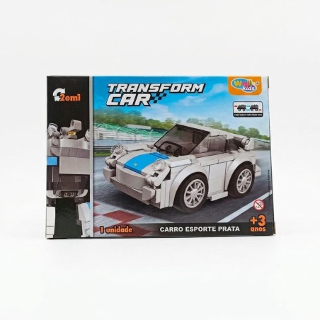 Brinquedo Blocos De Montar Veículos Transform Car 2 em 1 Mega Robo 122 Peças