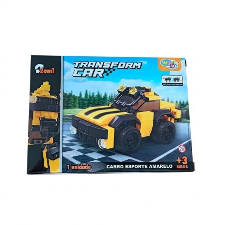 Brinquedo Blocos De Montar Veículos Transform Car 2 em 1 Mega Robo 122 Peças