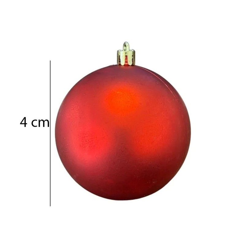 Kit Enfeite 8 Bolas De Natal Vermelhas Mista Fosca Glitter Lisa 4cm