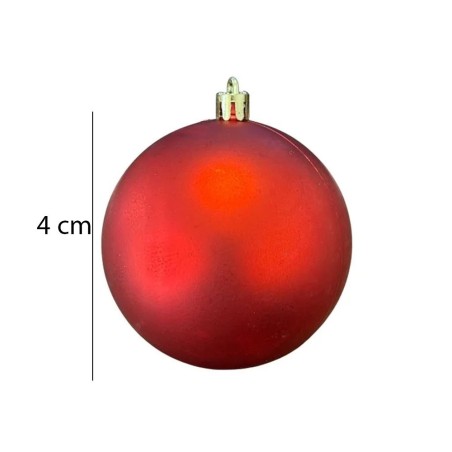 Kit Enfeite 8 Bolas De Natal Vermelhas Mista Fosca Glitter Lisa 4cm