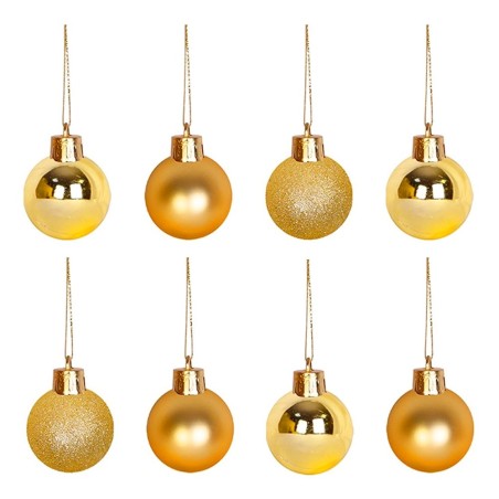 Kit Enfeite 8 Bolas De Natal Douradas Mista Fosca Glitter Lisa 4cm 2