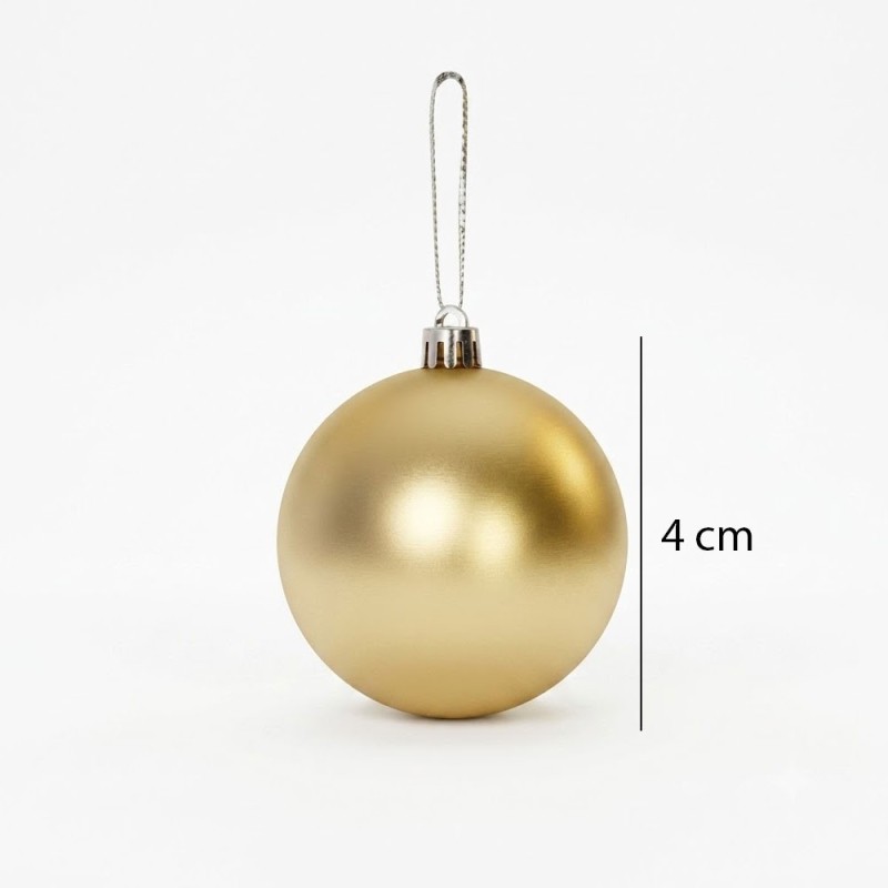Kit Enfeite 8 Bolas De Natal Douradas Mista Fosca Glitter Lisa 4cm