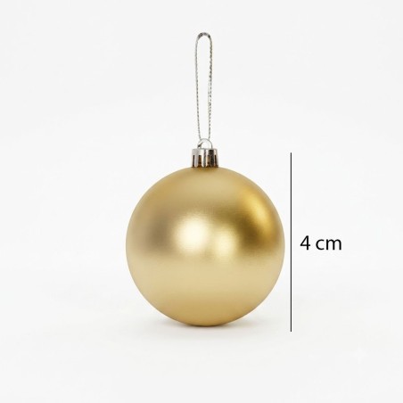 Kit Enfeite 8 Bolas De Natal Douradas Mista Fosca Glitter Lisa 4cm