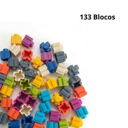 Kit Blocos De Montar Educativo Com Adesivos 135 Peças