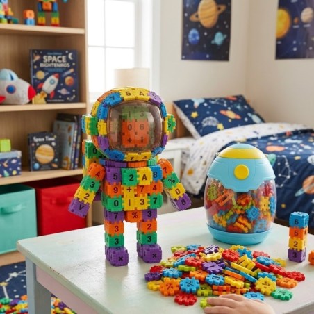 Kit Blocos De Montar Números E Letras Educativo Adesivos 263 Peças