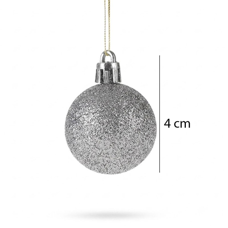 Kit Enfeite 8 Bolas De Natal Pratas Mista Fosca Glitter Lisa 4cm