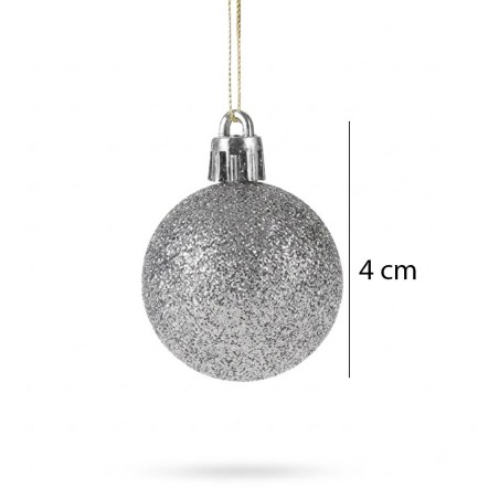 Kit Enfeite 8 Bolas De Natal Pratas Mista Fosca Glitter Lisa 4cm