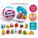Mini Geladeira E 2 Bolas Surpresa Colecionável Comidinha Luz Interna
