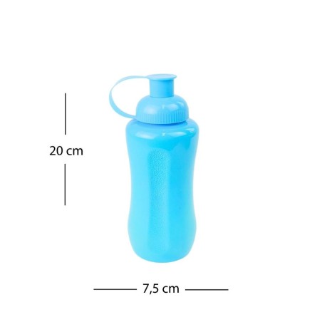 Garrafa Plástica Squeeze Com Tampa Encaixe Maleável Azul 600ml