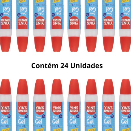 Kit 24 Colas Em Gel Escolar Transparente Com 2 Bicos 30g Display