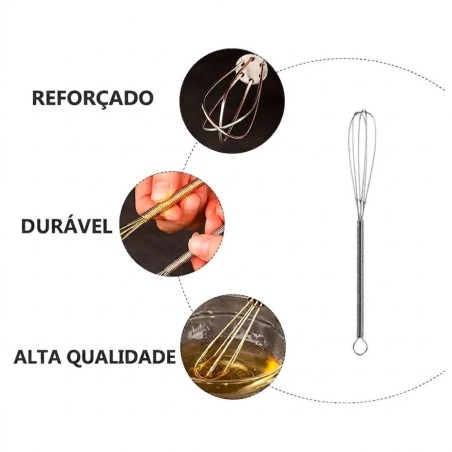 Batedor De Claras Fouet Manual Aço Inox 25 Cm