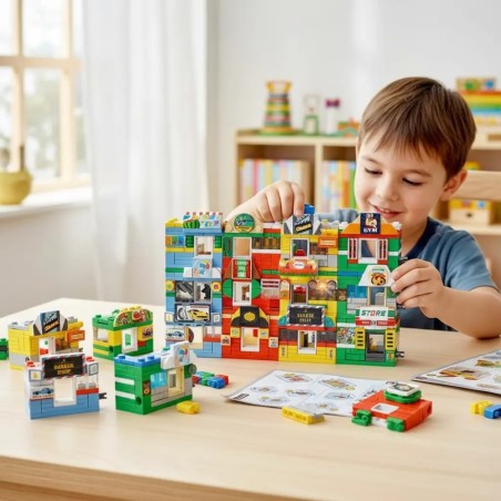 Brinquedo Blocos De Montar Infantil Comercios Minha Cidade 2 Em 1 2