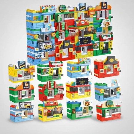 Brinquedo Blocos De Montar Infantil Comercios Minha Cidade 2 Em 1