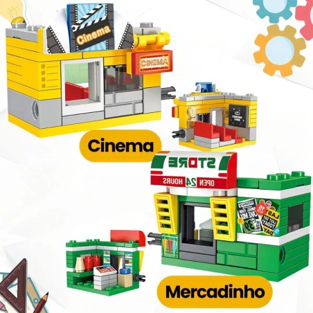 Brinquedo Blocos De Montar Infantil Comercios Minha Cidade 2 Em 1