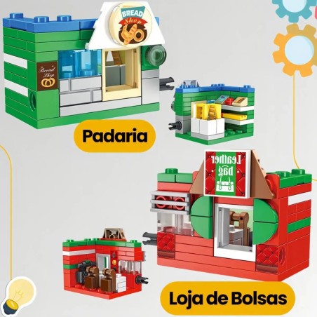 Brinquedo Blocos De Montar Infantil Comercios Minha Cidade 2 Em 1