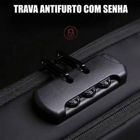 Mochila De Ombro Pochete Compacta Transversal USB Anti-Furto