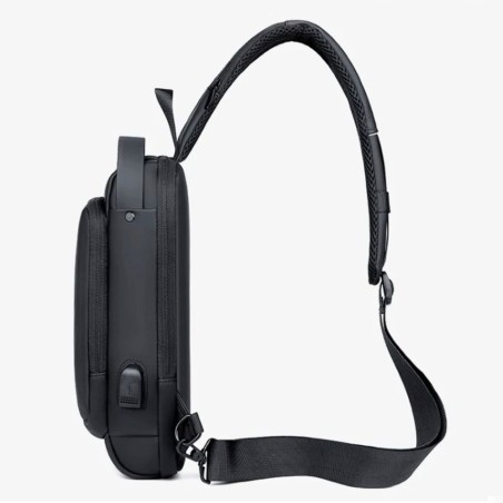 Mochila De Ombro Pochete Compacta Transversal USB Anti-Furto