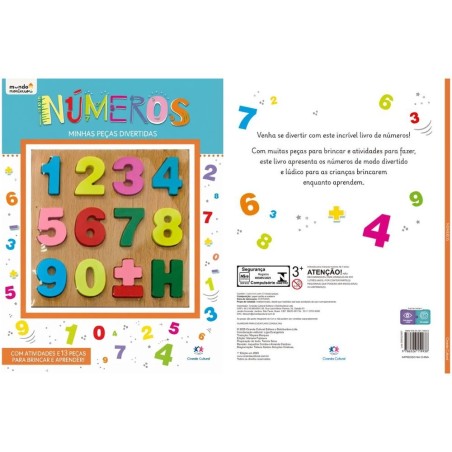 Livro Infantil Educativo Números Montessori 13 Peças De Madeira