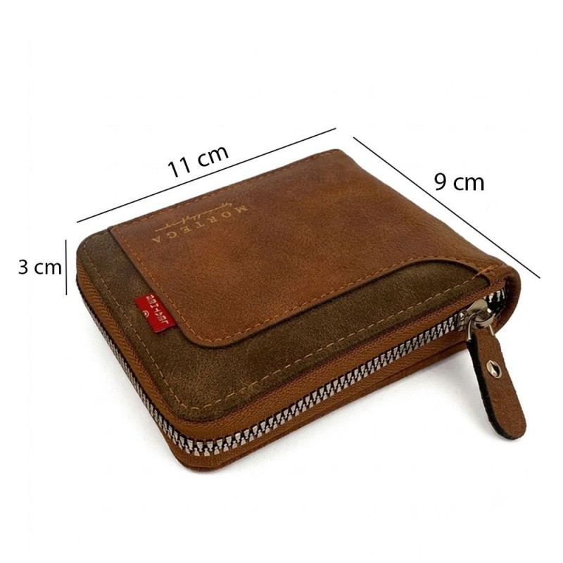 Carteira Masculina Casual Com Porta Cartão Fechamento Em Zíper
