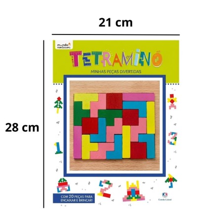 Livro Infantil Educativo Tetraminó  Montessori 20 Peças De Madeira 2
