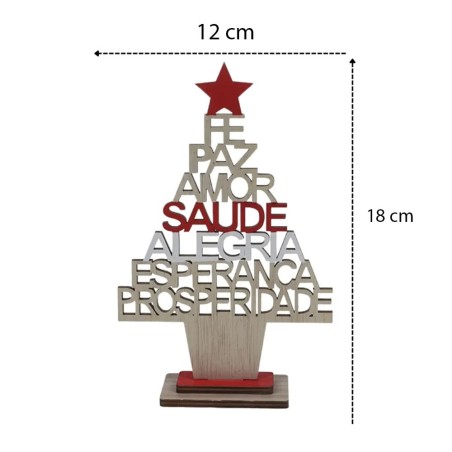 Enfeite De Mesa Arvore Natalina Desejos De Madeira 18Cm