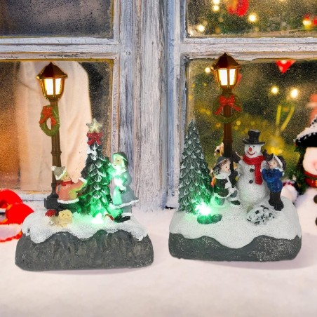 Decoração De Natal Enfeite Natalino Luxo Com Luz LED Em Resina