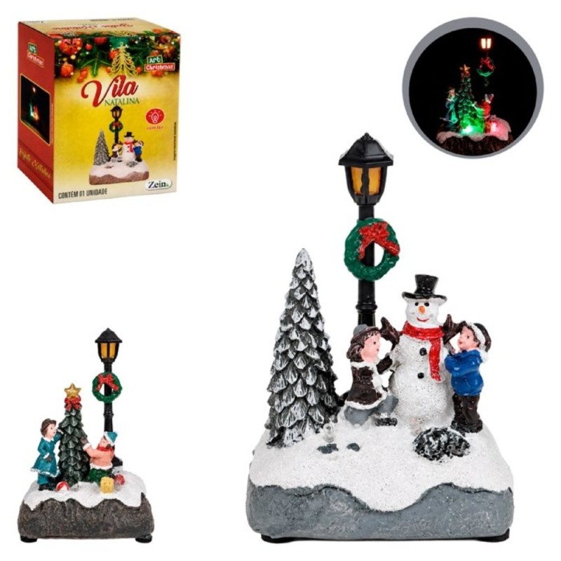 Decoração De Natal Enfeite Natalino Luxo Com Luz LED Em Resina