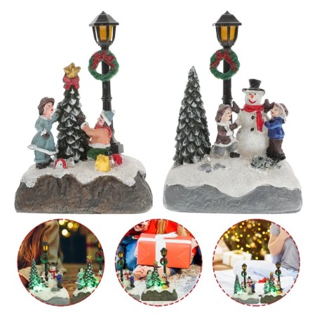 Decoração De Natal Enfeite Natalino Luxo Com Luz LED Em Resina