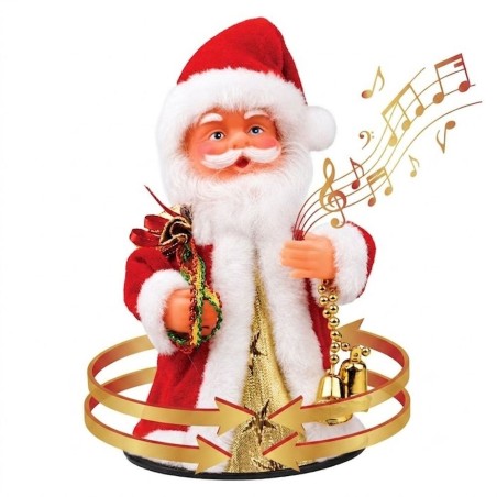 Enfeite Boneco Papai Noel Musical Giratório Decorativo Com Luz 2