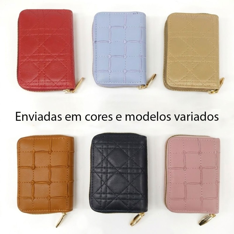 Carteira Porta Cartões Feminina Detalhes De Coração E Ziper