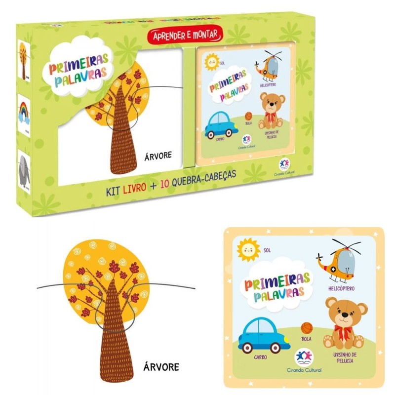 Kit Livro Com Quebra-Cabeça Infantil Primeiras Palavras