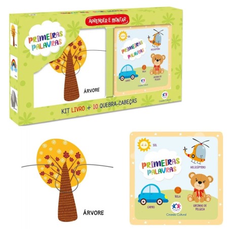 Kit Livro Com Quebra-Cabeça Infantil Primeiras Palavras