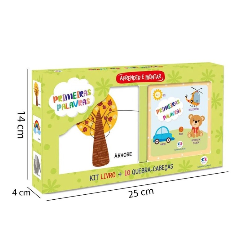 Kit Livro Com Quebra-Cabeça Infantil Primeiras Palavras