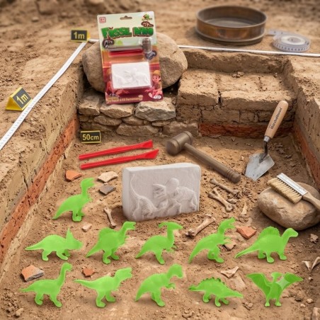 Brinquedo Escava Fóssil Dinossauros Com Kit Ferramentas Infantil