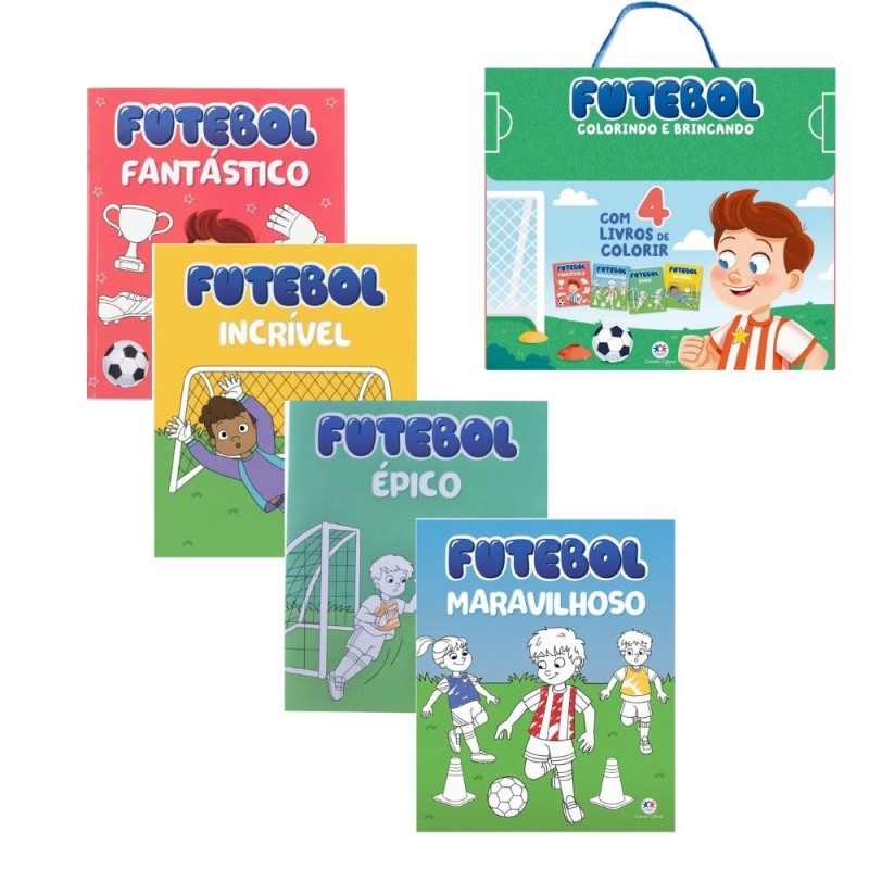 Box Com 4 Livros De Colorir Infantil Futebol Educativo