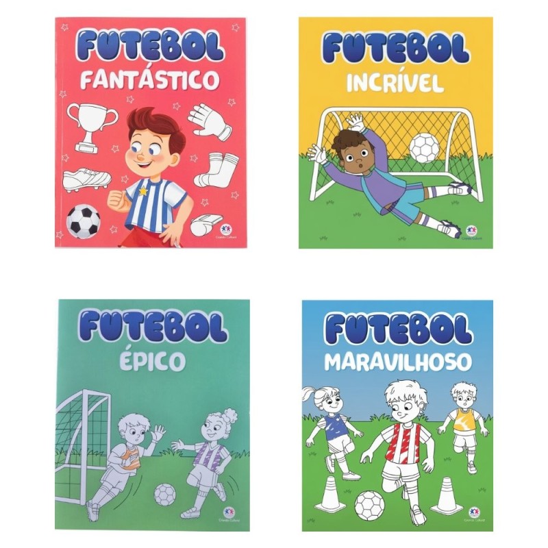 Box Com 4 Livros De Colorir Infantil Futebol Educativo