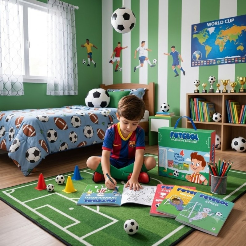 Box Com 4 Livros De Colorir Infantil Futebol Educativo