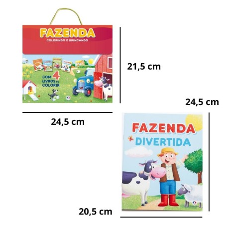 Box Com 4 Livros De Colorir Infantil Fazenda Educativo