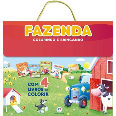 Box Com 4 Livros De Colorir Infantil Fazenda Educativo