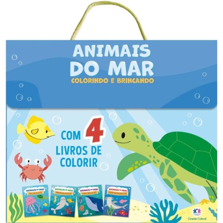 Box Com 4 Livros De Colorir Infantil Animais Do Mar Educativo 2